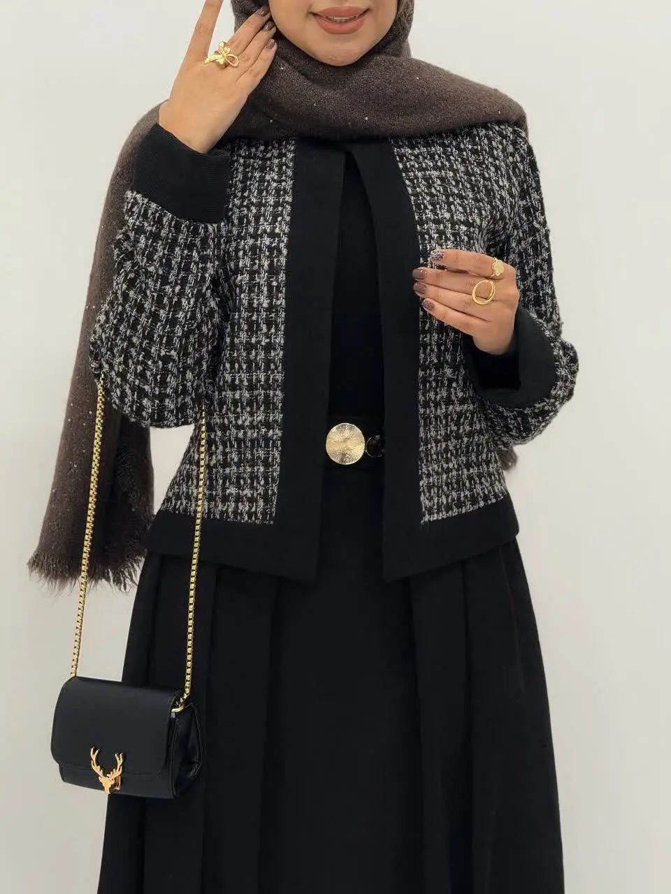 3805-کت و دامن شنل ( ایراددار )